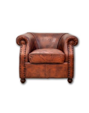 Fotel brown  93x80x70 skóra - loftowy design