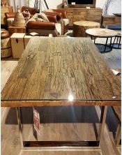 Stół drewniany jadalniany Erosion 180 x 90 x 76 + szkło hartowane