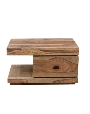 Stolik drewniany nocny  State Natural Palisander z szufladą po prawej stronie