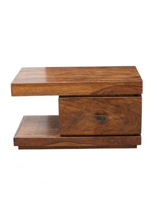 Stolik drewniany nocny State Oiled Matt Palisander z szufladą po prawej stronie