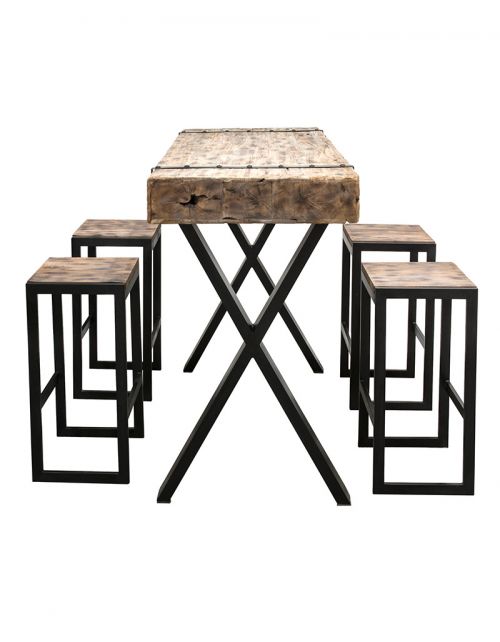 Stół Barowy + 4 stołki Rail Bar Set