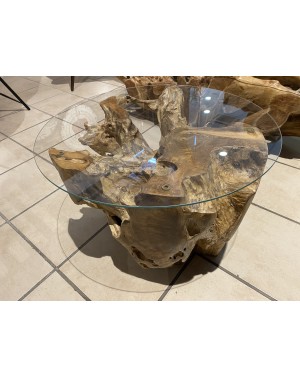 Okrągły stolik kawowy MADURAJ Korzeń tekowy śr. 60cm