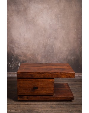 Stolik drewniany nocny  State Oiled Matt Palisander z szufladą po lewej stronie